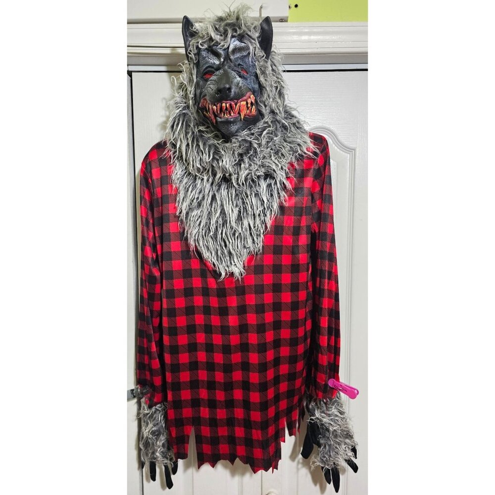 Hungry Howler Werewolf Costume Boys 12-14 Halloween Faux Fur Mask Gloves Kids